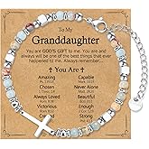 WIKHIA Christian Gifts for Women Girls, Religious Cross Beaded Bracelet, Birthday Christmas Baptism Easter Gift for Daughter Niece Granddaughter Friends Godmother Goddaughter Sister in Christ