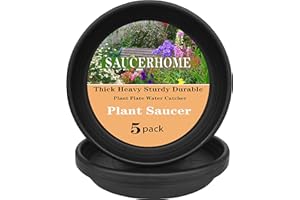 SAUCERHOME 5 Packs Plant Saucer Pot Tray 4 5 Inch Plastic Flower Planter Saucers and Drip Trays for Indoors Outdoors, Heavy Durable Plant Plate Water Catcher (4 Inch Black)