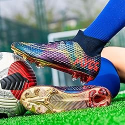 HESBITEUL Gold-Plated Soccer Cleats for Mens Boys
