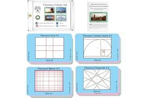 CLPA Fibonacci Viewfinder Set: Fibonacci Matrix, Grid, Spiral, and Diagonals for Art, Photography, & Video