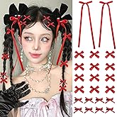 Mini Hair Bows for Women Girls Cute Hair Clips Small Alligator Long Tail Hair Ribbon Accessories -3 Styles -22P - Red