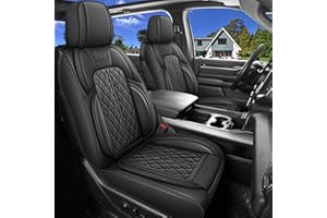 DuDuWang Car Seat Cover Custom Fit for Ford F150 2009-2024 Faux Leather Seat Cover Set Compatible with Crew Quad Regular Cab Pickup Truck Cushions (Black, Front Seat)