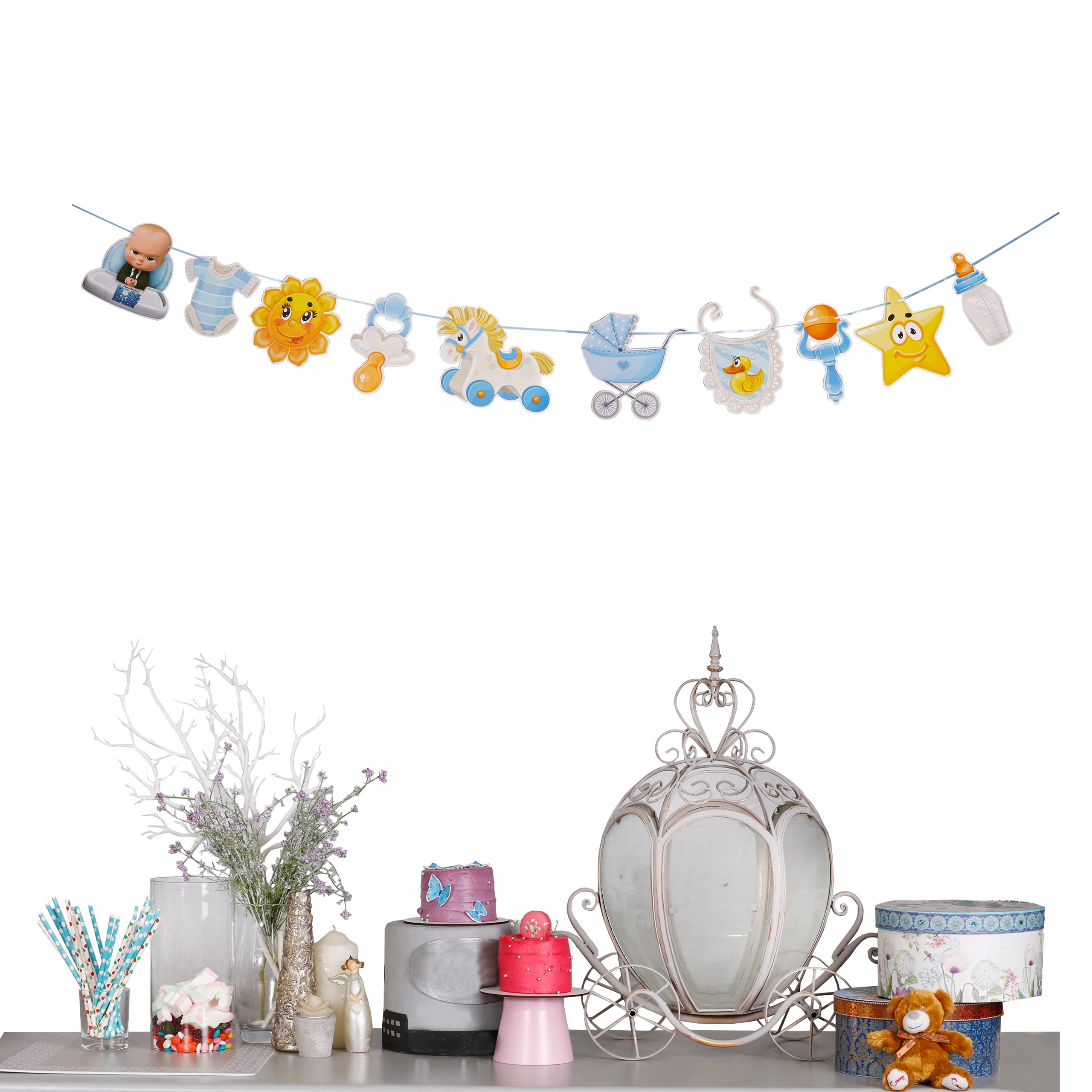 Kids Colourful Happy Birthday Banners Bunting Garland, HBT Flag String Set, For Birthday Party Decorations Celebrations, Variety of Sizes, Fantastic Styles and Letters (Diaper)