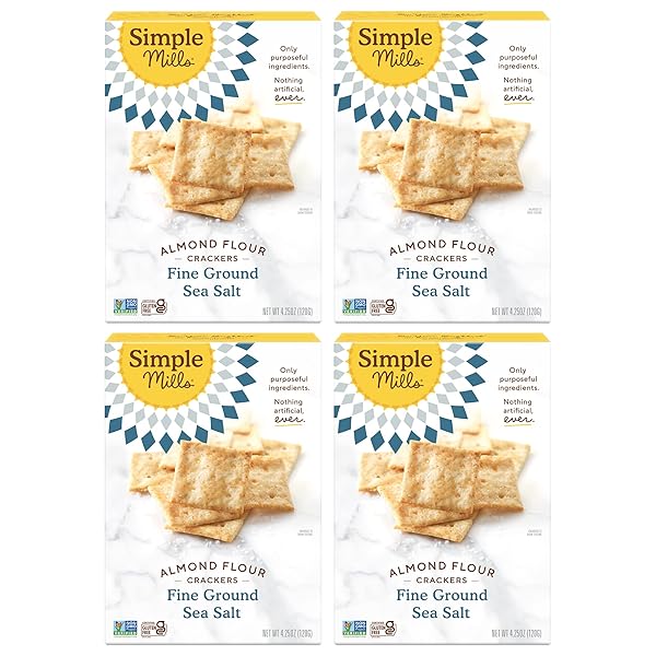 SIMPLE MILLS ALMOND FLOUR CRACKERS, FINE GROUND SEA...