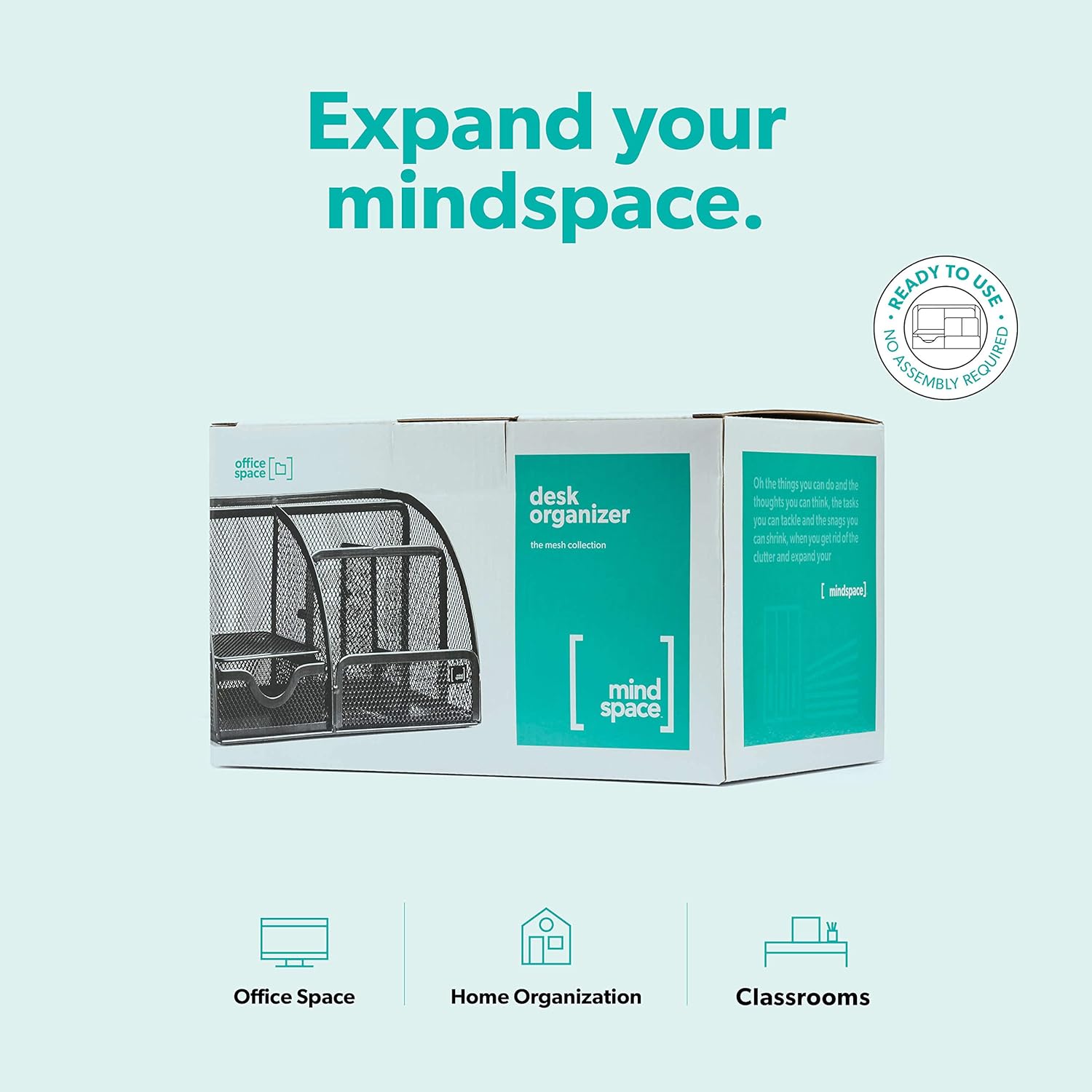 Mindspace Office Desk Organizer with 6 Compartments + Drawer | The Mesh Collection, Black: Home Improvement