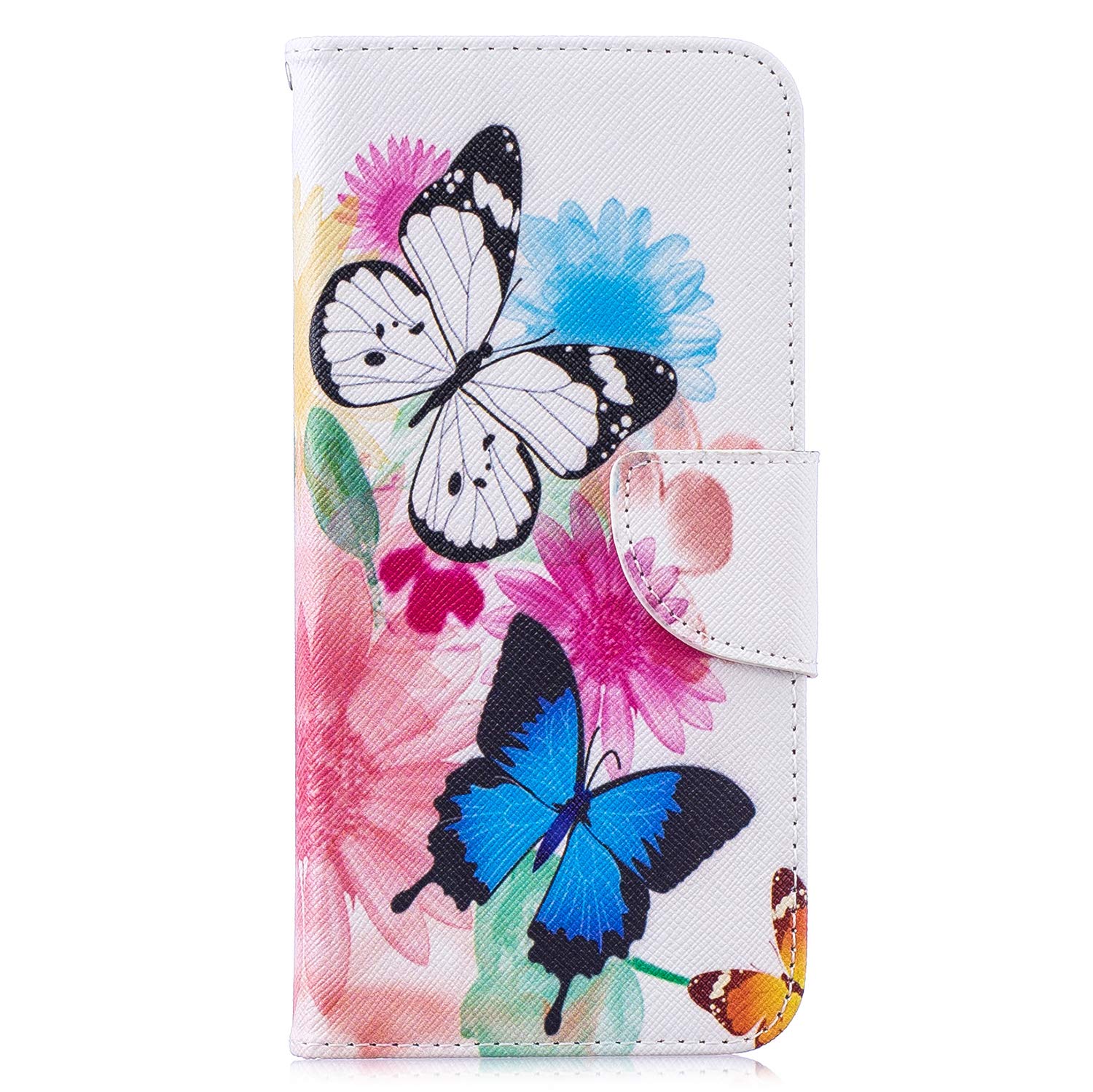 Huzhide Samsung Galaxy A21S Case, Shockproof PU Leather Flip Pouch Wallet Phone Case Soft TPU Shell Slim Bumper Protective Cover for Samsung Galaxy A21S with Card Holder Magnetic Stand, Butterflies