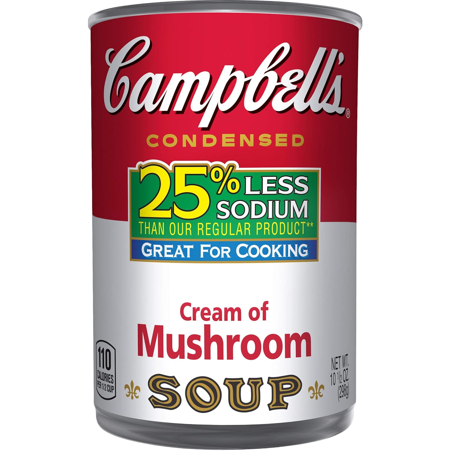 Campbells Condensed 25% Less Sodium Cream of Mushroom Soup, 10.5 oz. Can