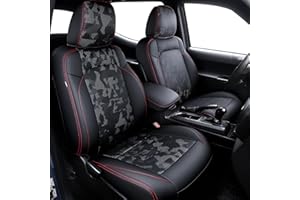 Carlimeki Leather Seat Covers Custom Fit for Tacoma Gen 3rd (2016-2023) Double & Crew Cab, for SR, SR5, Limited, TRD Pro, TRD Sport, TRD Off-Road, Trail Special Edition - Fully Covered