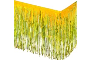 Allgala Gold Tinsel Table Skirt 2-Pack 29x108 Inch Metallic Foil Fringe Table Skirts for Party Event, Parade Float, Party Decoraton