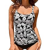 Dipinon Tankini Tops for Women Swimsuits Top Only Tummy Control Bathing Suit Top No Bottom