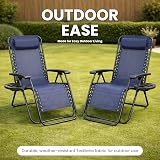Straame Zero Gravity Chairs Set of 2 Folding Sun Loungers Navy view 8