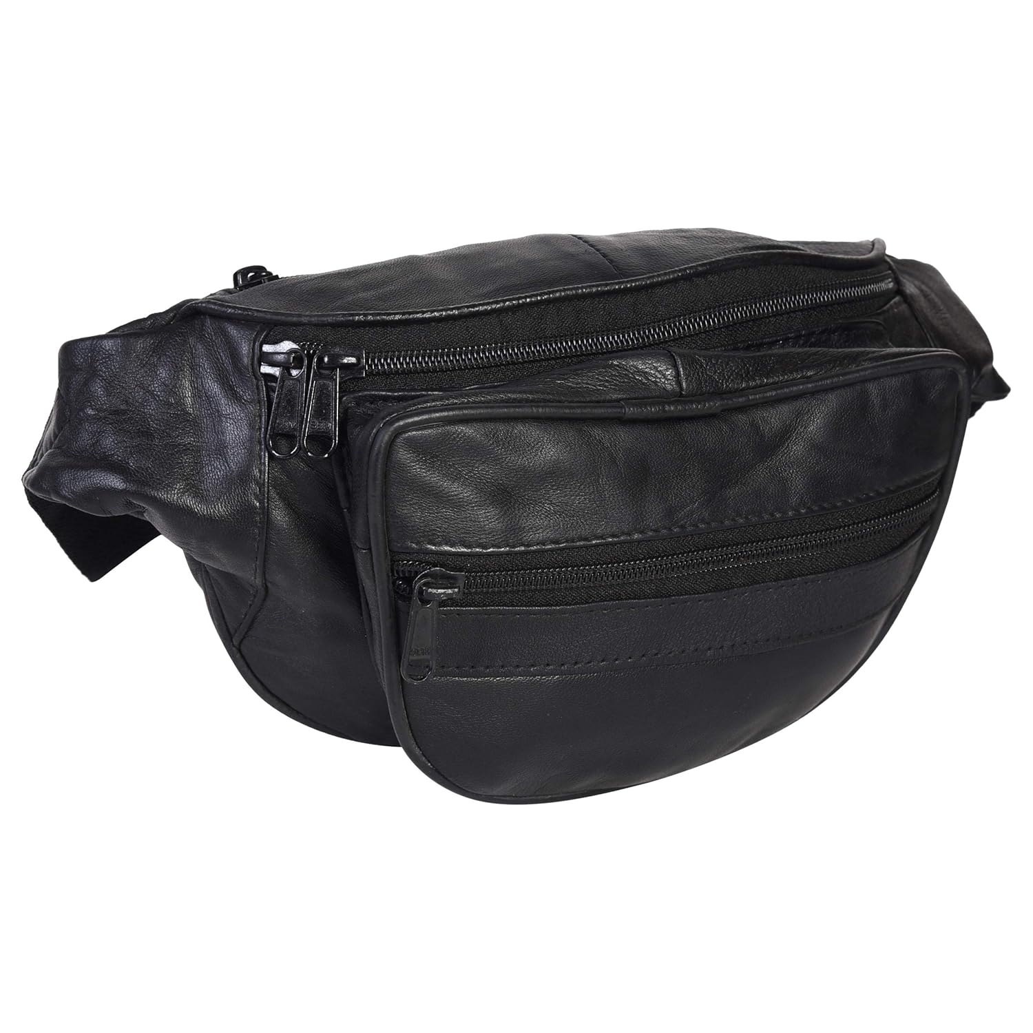 black leather waist bag
