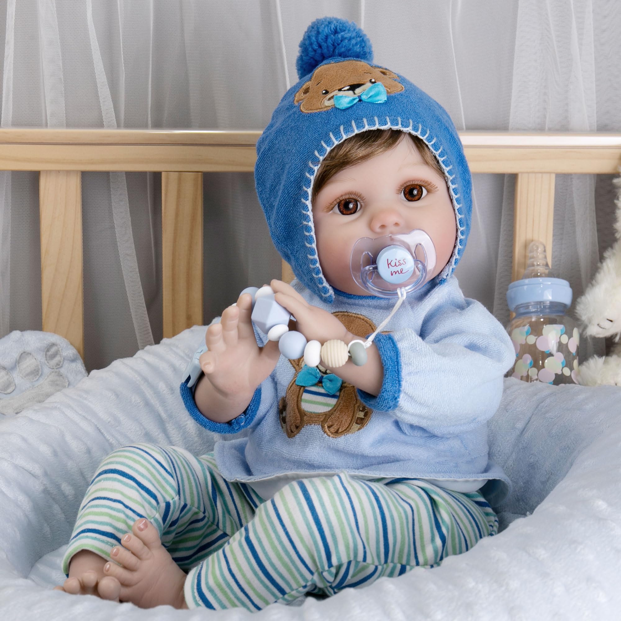 Photo 1 of Newborn Baby Doll Boy - 22 Inches Boy Reborn Baby Dolls Newborn Soft Vinyl Alive Real Baby Doll Toy for Kids Age 3+