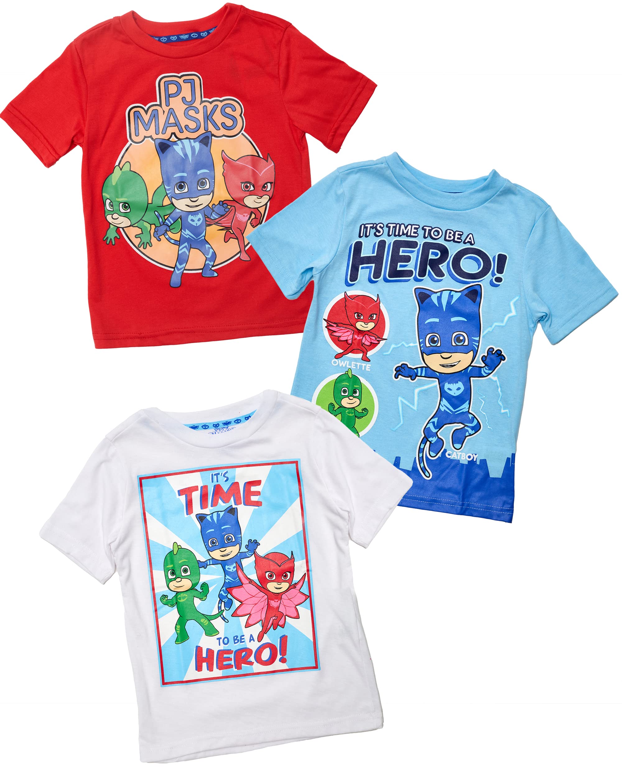 PJ Masks Toddler Boys T-Shirts 3-Pack - PJ Masks Clothes for Boys Featuring Catboy, Gekko, and Owlette (Multi, 2T)