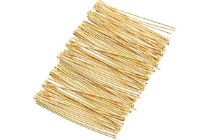 PINGEUI 1000 Pieces Gold Flat Head Pins 2 Inch Straight Eye Pins Jewelry Making, Metal Jewelry Making Pin DIY Heads for Craft Earring, Bracelet, Necklace, Pendant