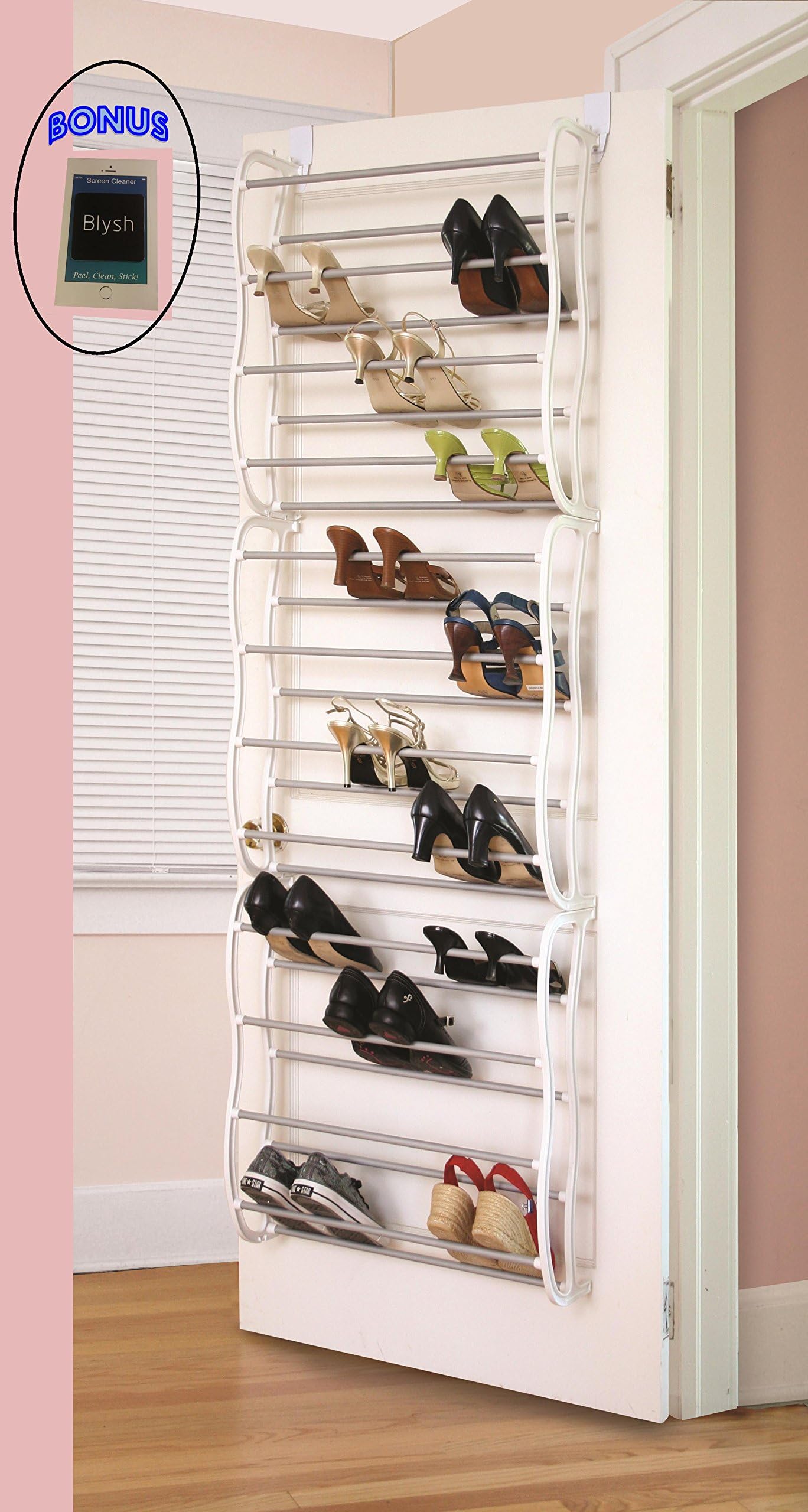 Over The Closet Shoe Storage Rack. Can Also Be Wall Mounted. Shoe Storage Units Solution. Racking Organizer Idea. Instant Wardrobe Closet Space.
