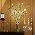 Fudios Lighted Branches Plug in 32IN 200 LED Mantle Winter Decor, Brown Twig Branch Lights for Christmas Holiday Party Indoor Outdoor