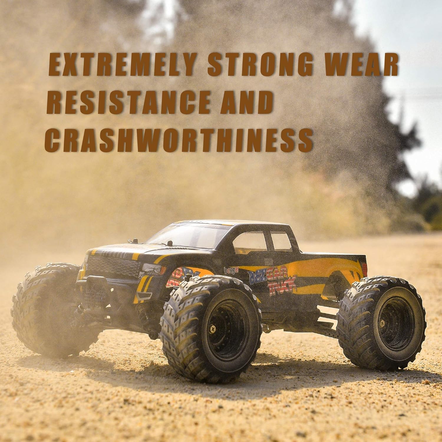 BEZGAR 1 Hobbyist Grade 1:12 Scale Remote Control Truck, 4WD High Speed 42 Km/h All Terrains Electric Toy Off Road RC Monster Vehicle Car Crawler with 2 Rechargeable Batteries for Boys Kids and Adults: Toys & Games