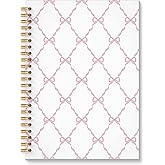 ROXMART Coquette Pink Bow Spiral Notebook, Trendy Preppy Pink Journal, Cute Girly Aesthetic Journal Notebook, Coquette Office Supplies, 5.5x8.3 Inch
