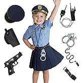 Seawhisper Toddle Kids Police Officer Halloween Costume for Girls Accessories 2-14