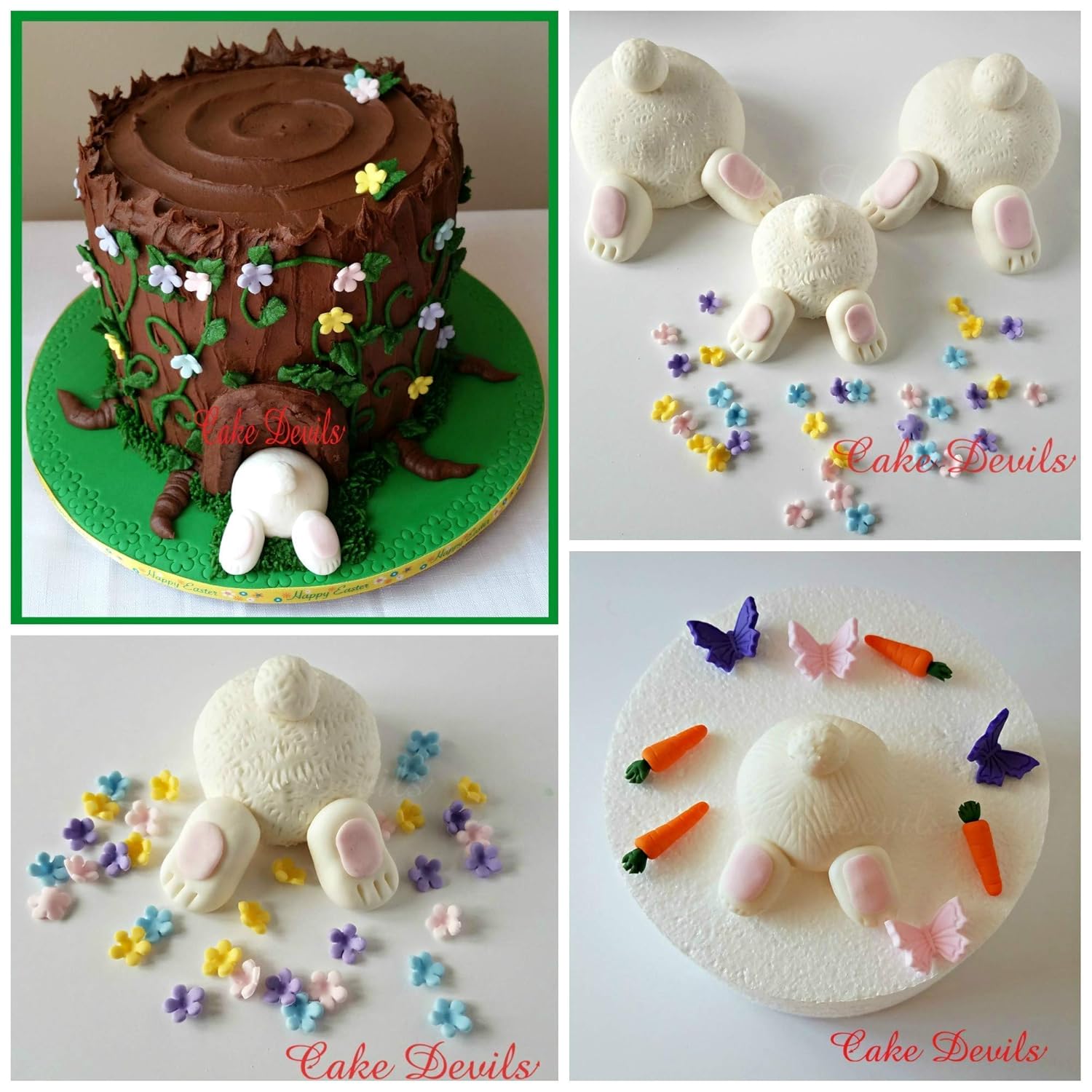 Amazon Com Easter Bunny Butt Digging Handmade Fondant Cake Topper