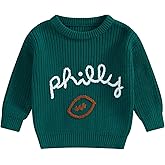 Honganda Newborn Baby Boy Girl Football Outfit Long Sleeve Cable Knit Letters Embroidered Sweater Pullover Knitwear Top