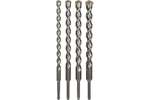 Sabre Tools 4-Piece 12 Inch SDS Plus Drill Bit Set, Carbide Tipped, Rotary Hammer Drill Bits for Brick, Stone, Concrete (5/8" x 12", 3/4" x 12", 7/8" x 12", 1" x 12")