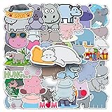 Cute Hippo Stickers, 50pcs Funny Hippopotamus