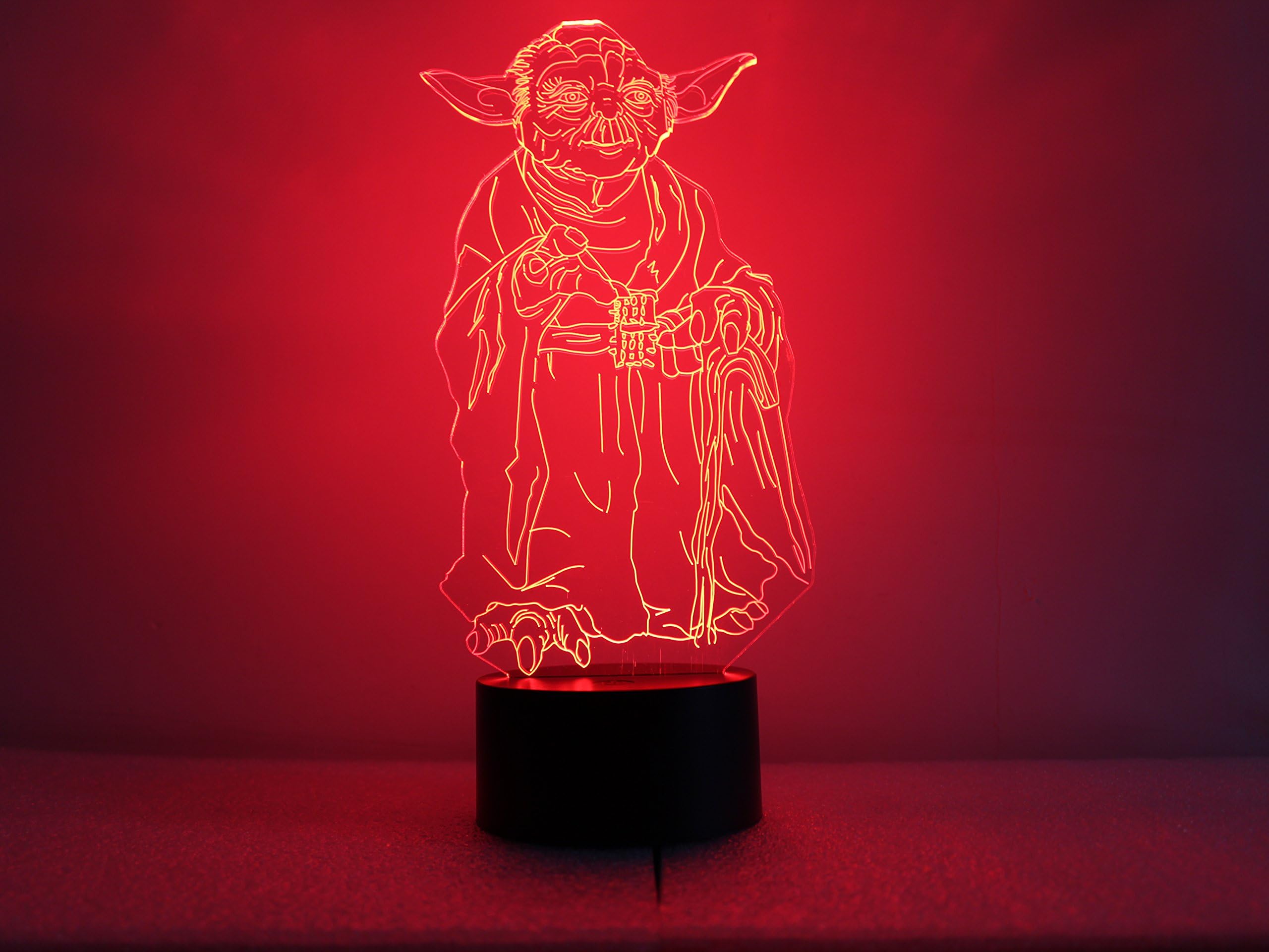 Creative 3D light Star Wars Yoda Model Illusion 3d Lamp LED 7 Color changing USB touch sensor Desk Night light,Home Decoration night light Preetty gift for Birthday Holiday Xmas festival
