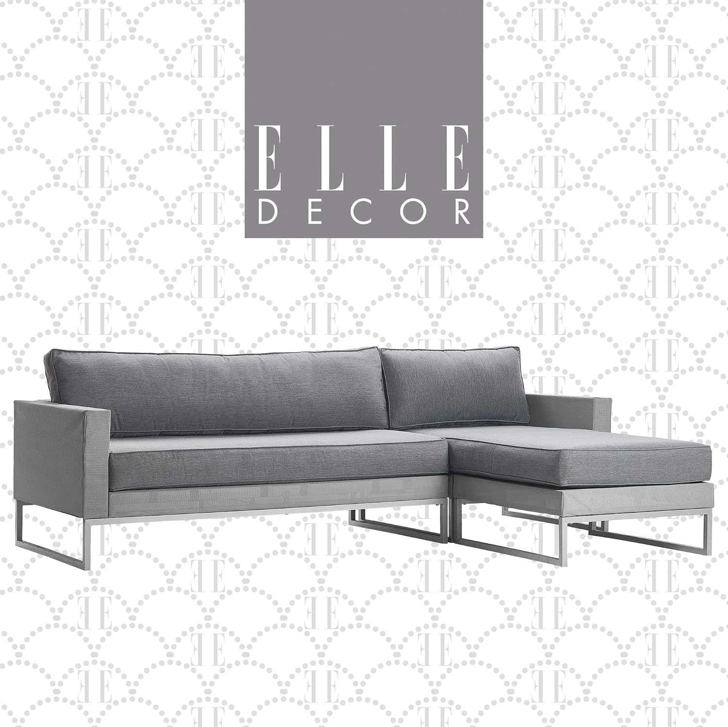 Amazon Com Elle Decor Tropez Mesh Outdoor Patio Furniture Collection With Metal Frame Sectional Gray Garden Outdoor