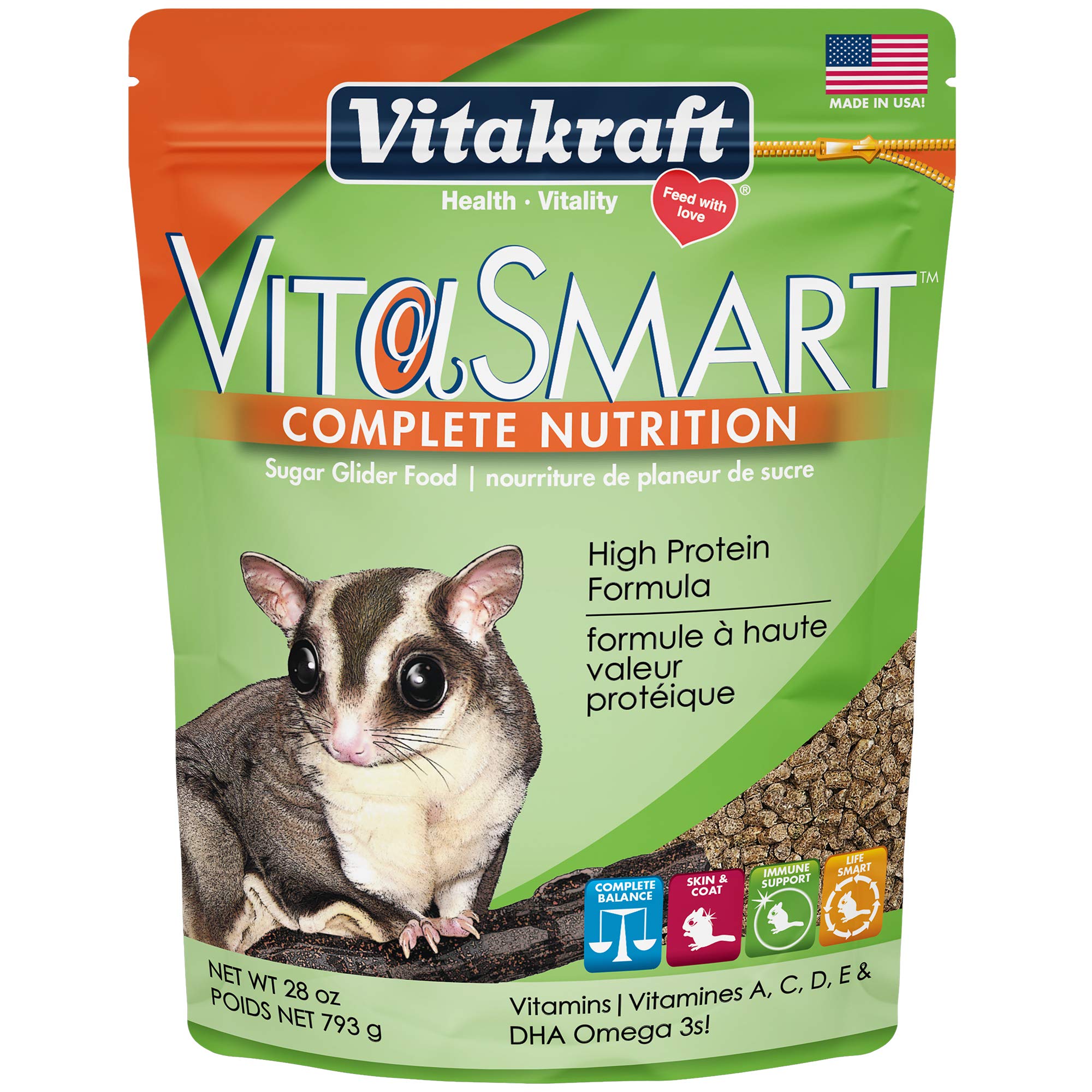 Vitakraft Vitasmart Sugar Glider Food High Protein Formula, 28 Ounce