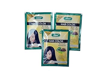 Sunny Herbals. Women's Hair Color Black Pack of 3
