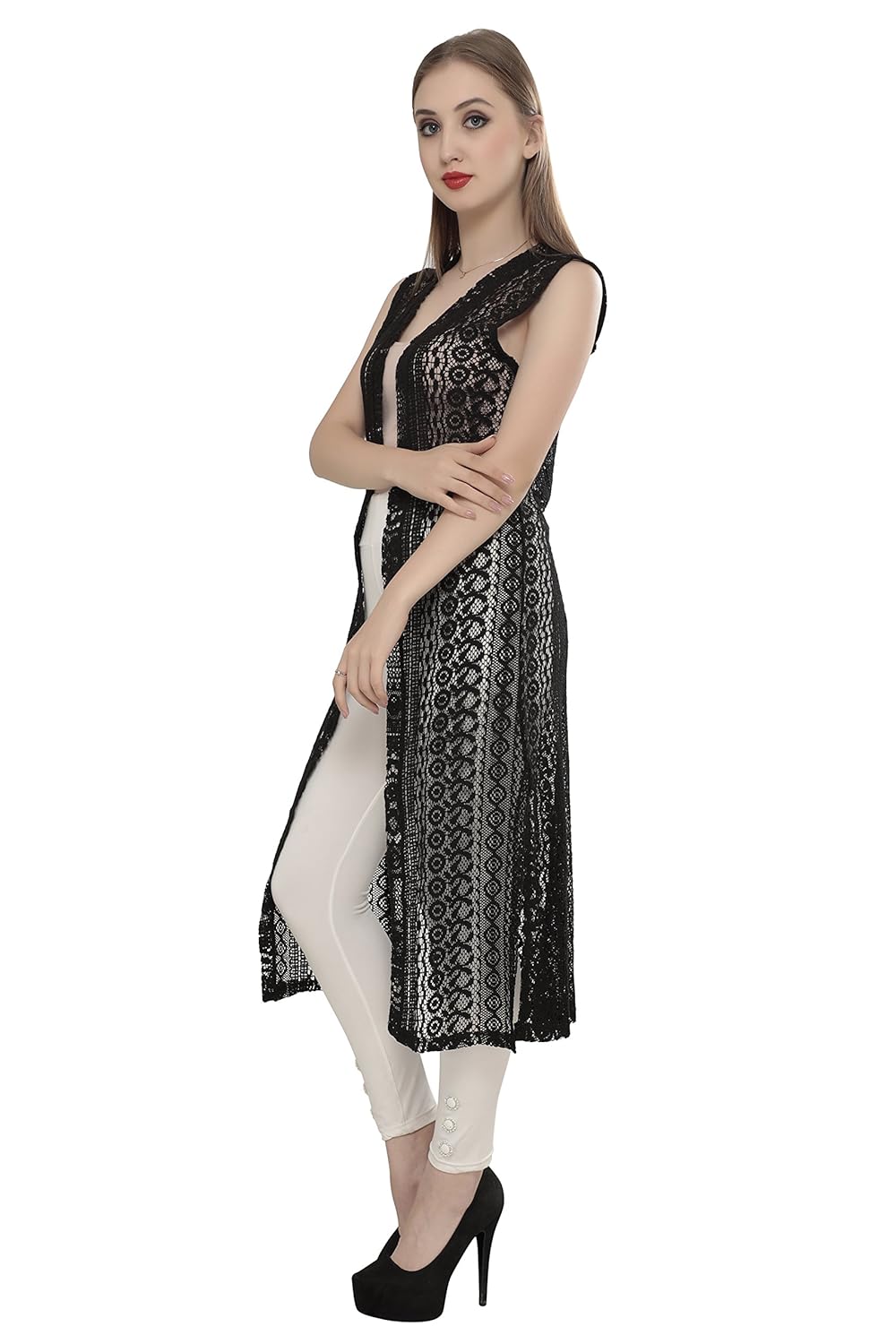 sweekash women long net shrug