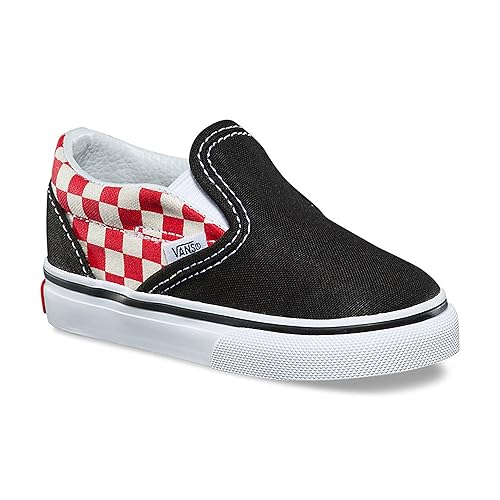 red checkerboard slip ons