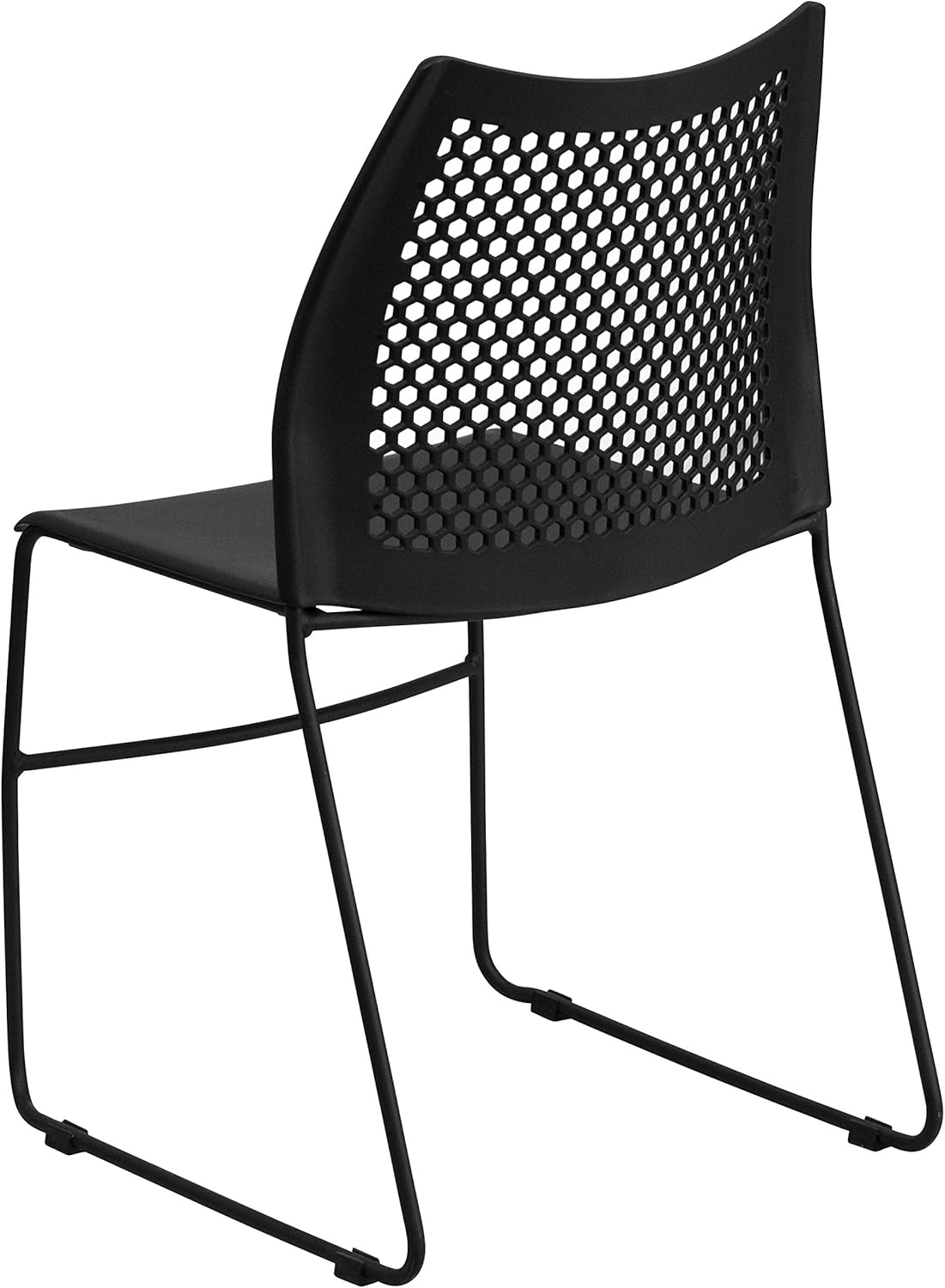 Flash Furniture 5 Pack HERCULES Series 661 lb. Capacity Black Stack Chair with Air-Vent Back and Black Powder Coated Sled Base: Furniture & Decor