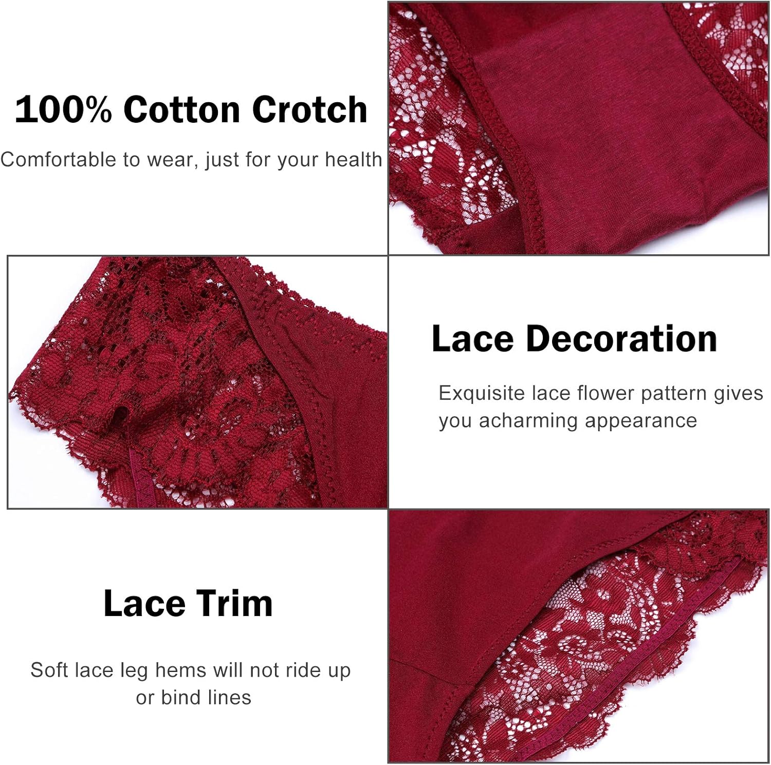 KUKOME Women's Lace Underwear Birefs Soft Hipster Panties Comfort Bikini Underwear for Ladies at  Women’s Clothing store