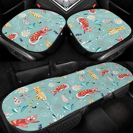 Amazon Co Jp カーシート かわいい 猫柄 ネコ アニマル 車の座布団 クッション 座布団 車クッション シートクッション カーシートカバー シートカバーセット ペットパッド 椅子クッション カー用品 四季汎用 滑り止め 通気性 車用 自宅用 オフィス 3点セット ホーム
