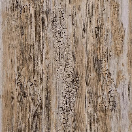 Amazon 木目調壁紙 アンティーク調 木製厚板 粘着式壁紙 ヴィンテージ 剥がして貼るだけ壁紙 素朴な木材 剥がせる壁紙 木製外観紙 再生木製壁ペーパー ビニール 茶色テクスチャロール Diy 工具 ガーデン