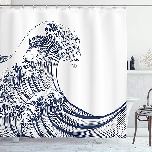 Amazon Com Ambesonne Japanese Wave Shower Curtain Oriental