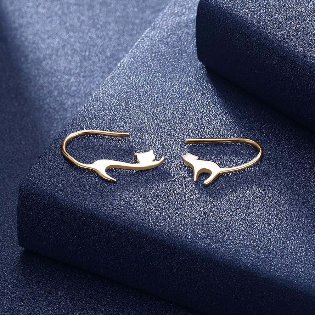 Amazon Rockyu ブランド ファッションアクセサリー ピアス レディース 猫 人気 ゴールド フックピアス アレルギー Gold Cat ピアス 通販