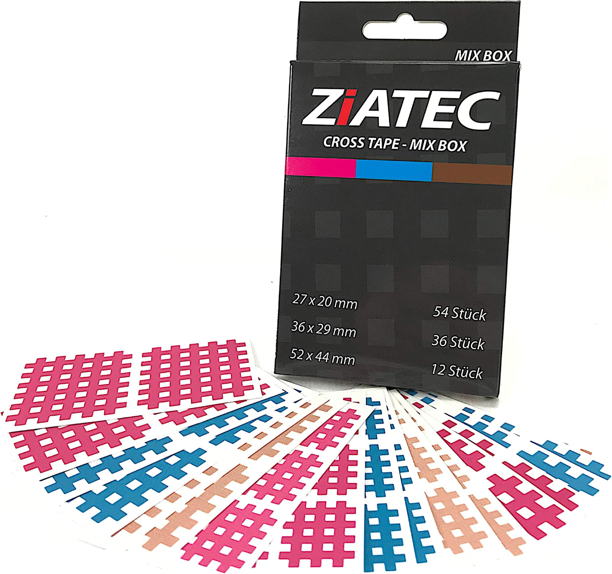 ZiATEC Cross-Tapes with 102, 204 & 306 plasters, Lattice Tapes, Acupuncture Patches with Lattice Structure, Physio Tape, Color:Mix - 102 Pieces, Sizes:uni-Box