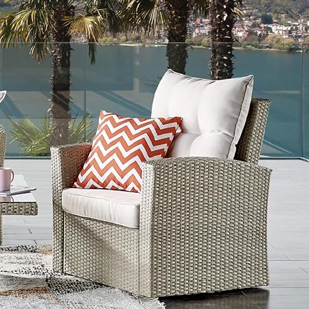 Amazon Com Canaan All Weather Wicker Outdoor Armchair With Cushions Garden Outdoor