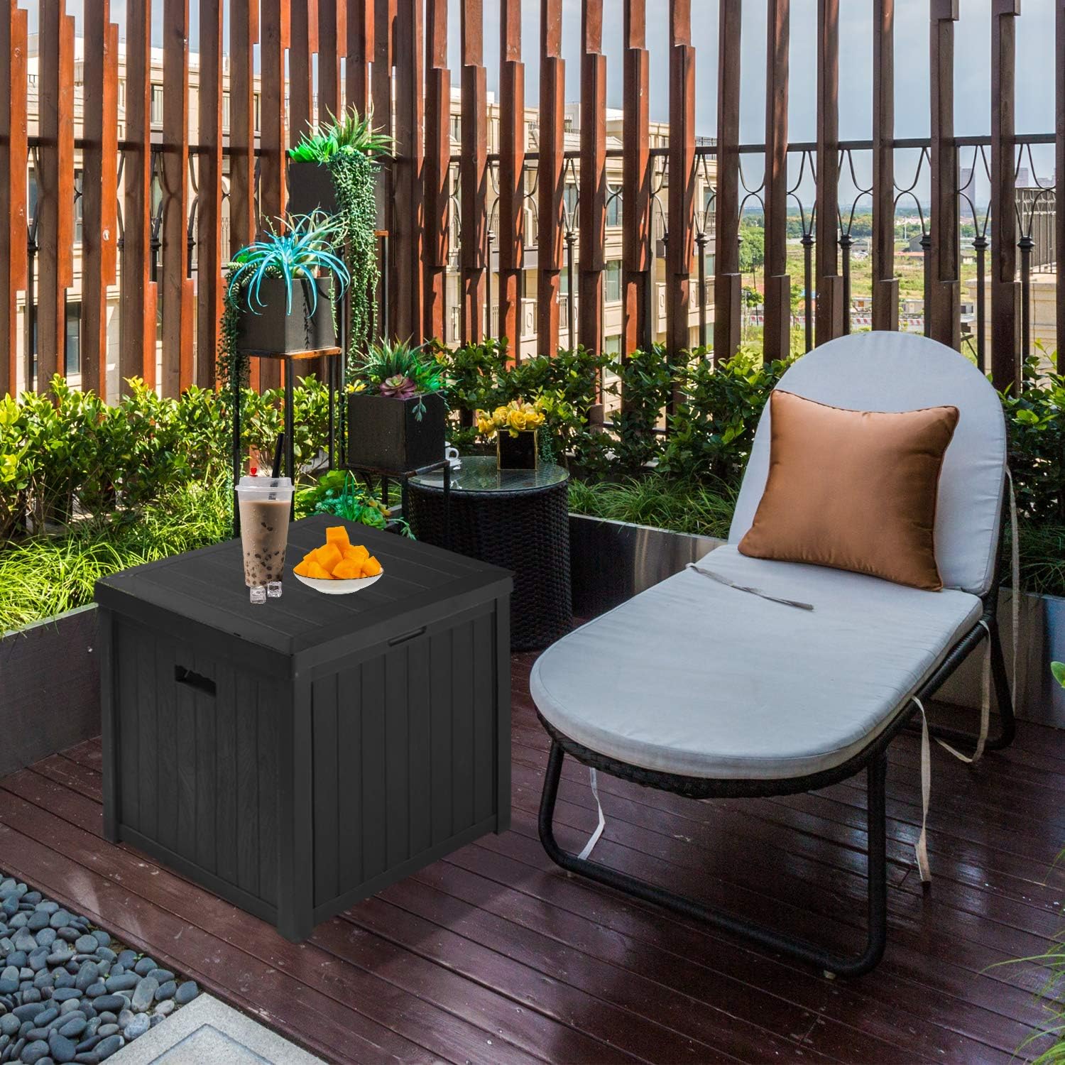 52 Gallon Small Deck Storage Box -Waterproof Outdoor Toy Storage Box – Perfect to Store Garden Tools and Pool Toys(Black): Home Improvement