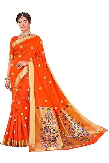 Womens Art Silk Zari Border Paithani Saree