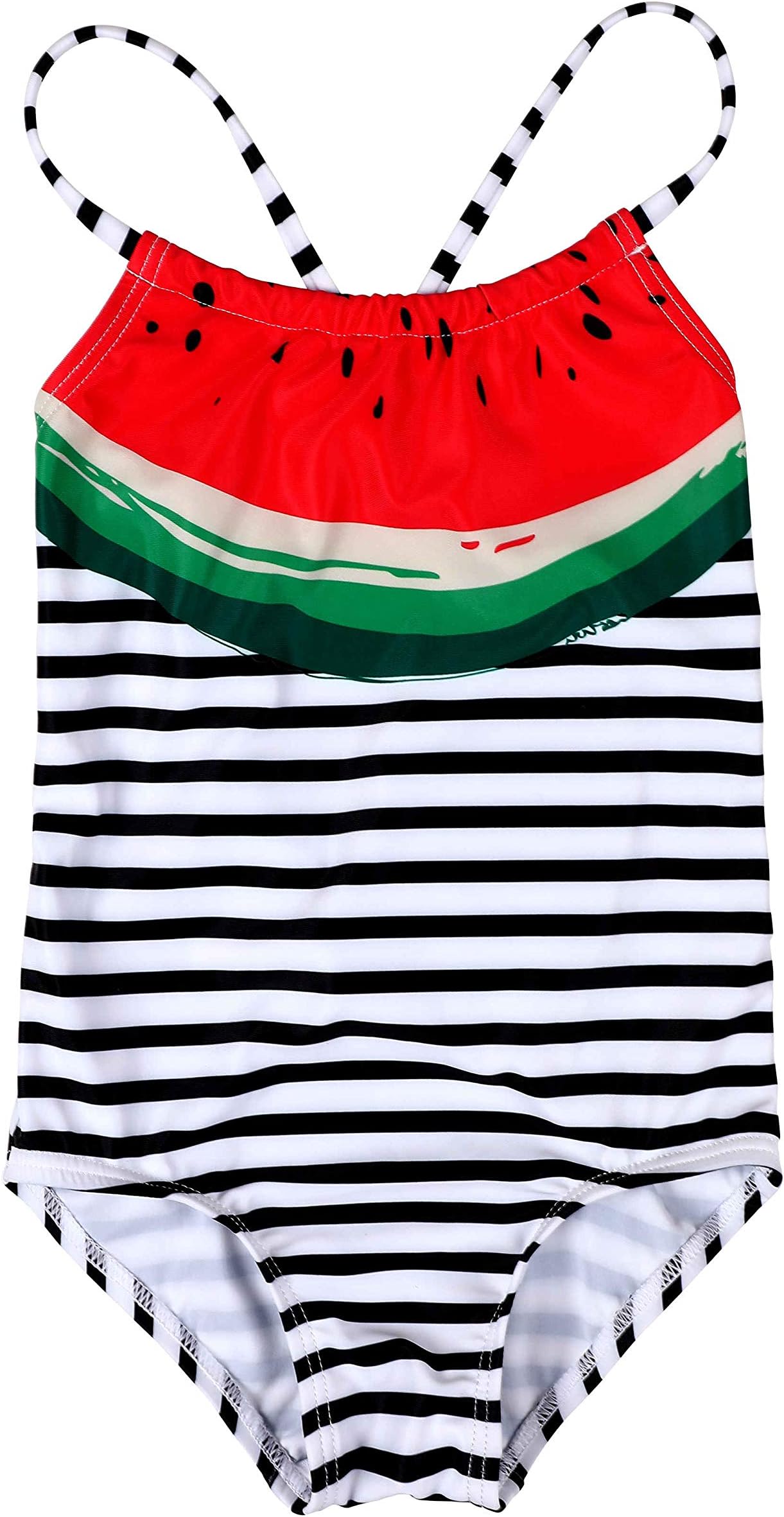 Baby Girls One Piece Swimwear Ruffle Swimsuit Striped Swimming Cosutme