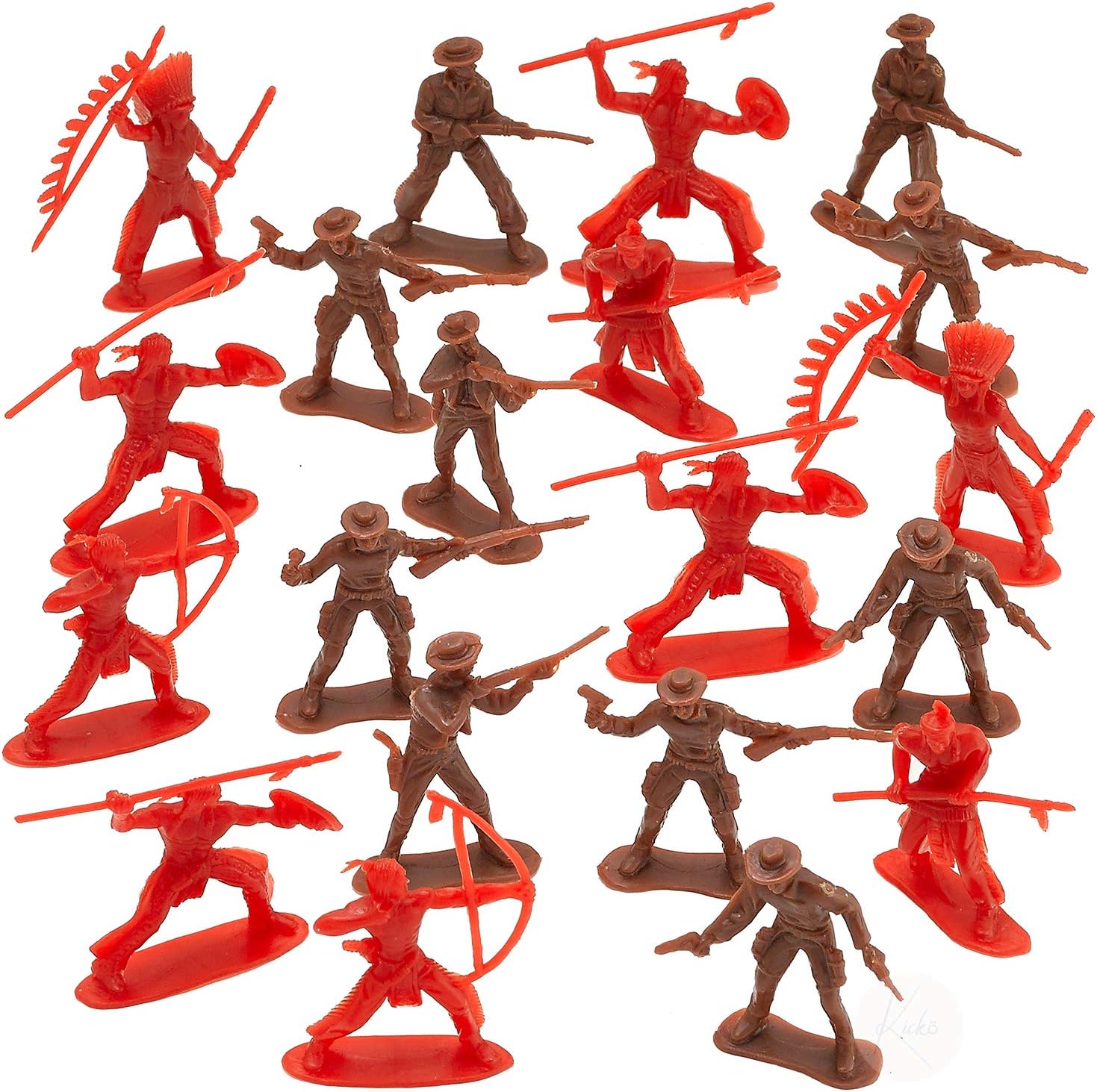 plastic cowboys and indian figures