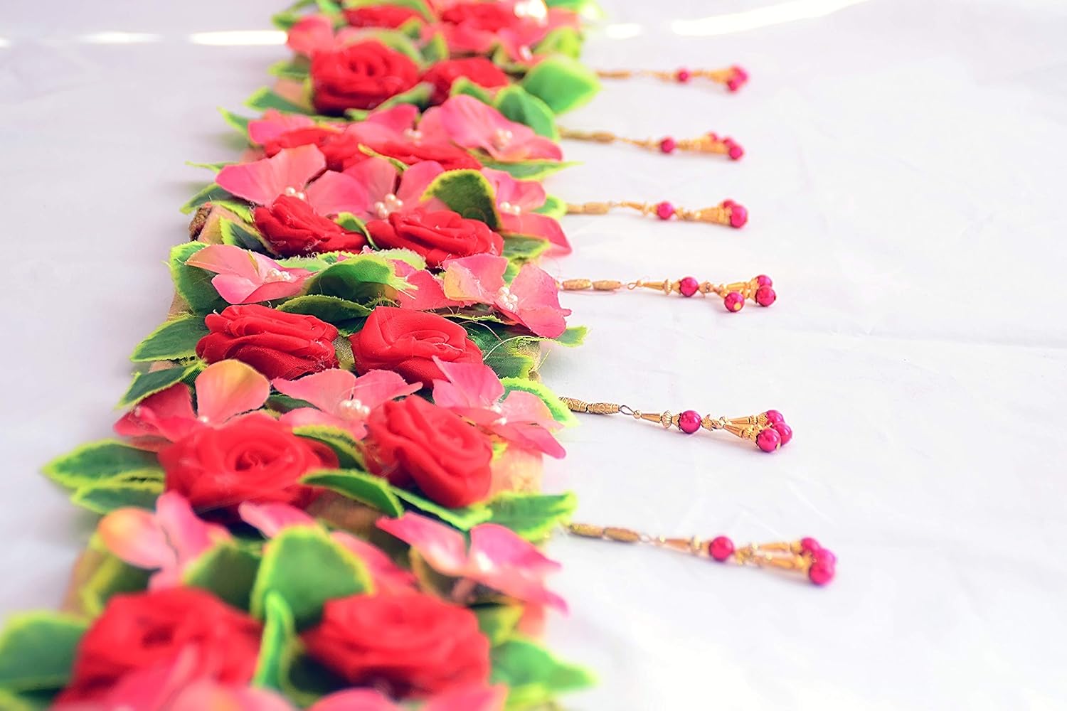 Priyanka Handcraft Art Works Tied Ribbons Handmade Red Pink