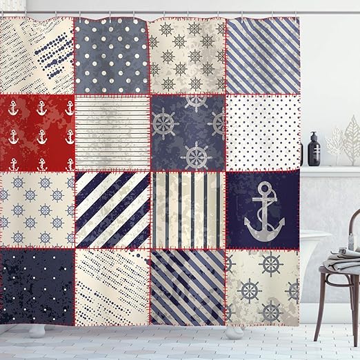 vrupi Nautischer Duschvorhang, maritimes und nautisches Leben Design