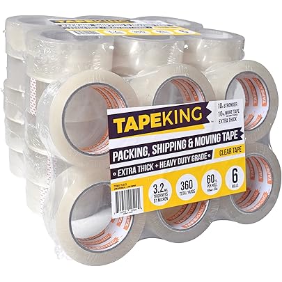 Tape King Clear Packing Tape Super Thick - 60 Yards Per Roll (Case of 36 Rolls) - Strong 3.2mil, Heavy Duty Adhesive Commercial Depot Tape for Moving, Sealing, Packaging Shipping, Office & Storage