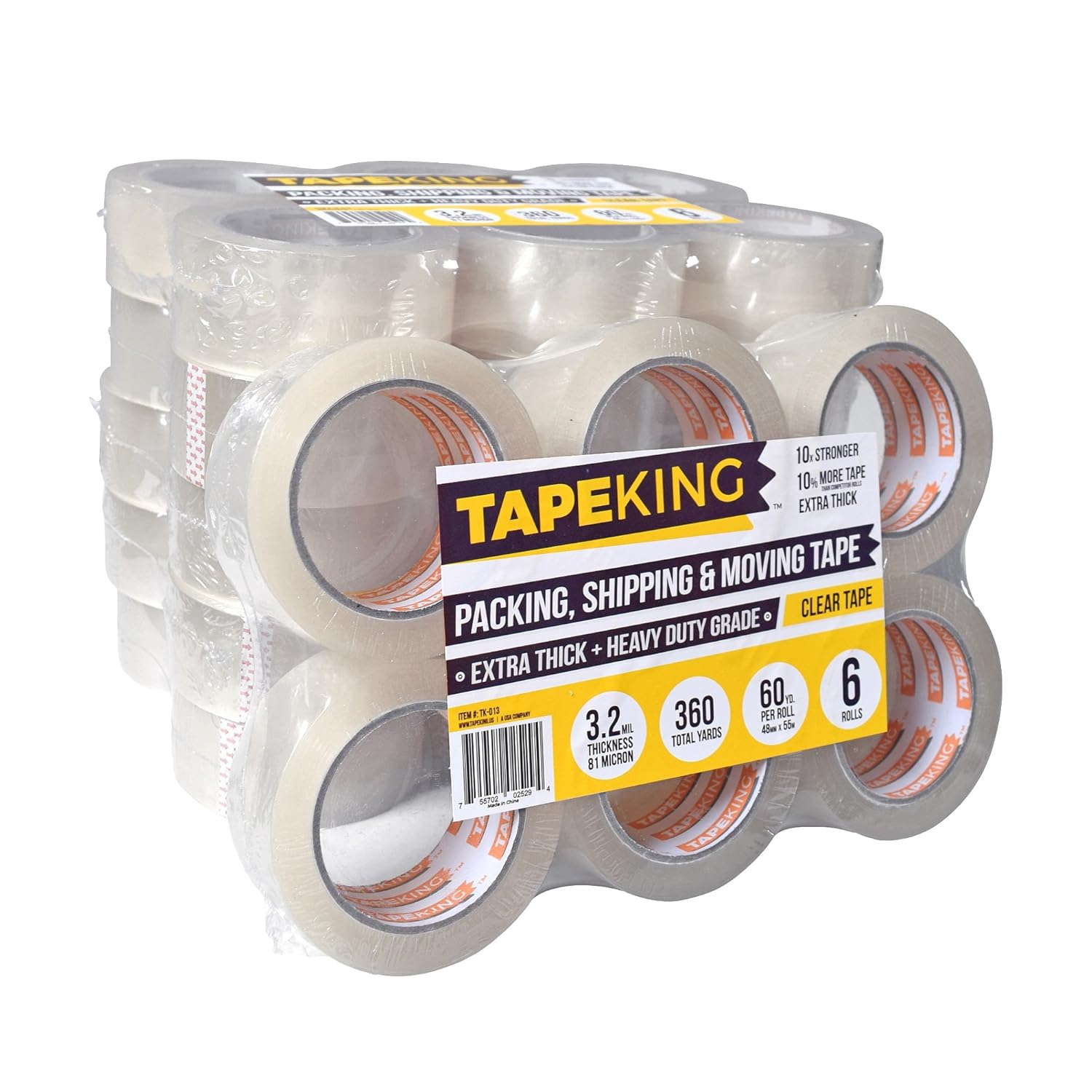 Tape King Super Thick 3.2mil Clear Packing Tape (12 Refill Rolls